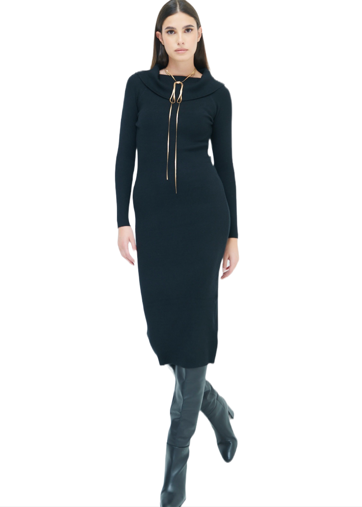 ABITO IN MAGLIA MIDI COLLO SHIFFER NERO