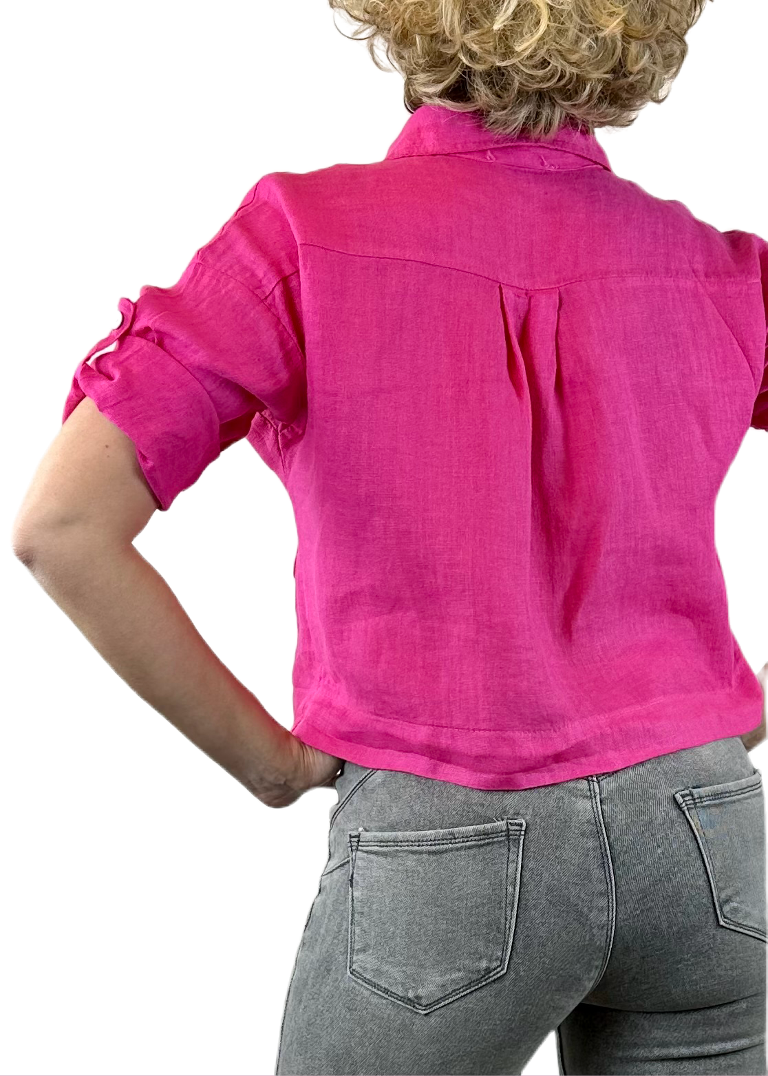 CAMICIA CORTA LINO FUCSIA