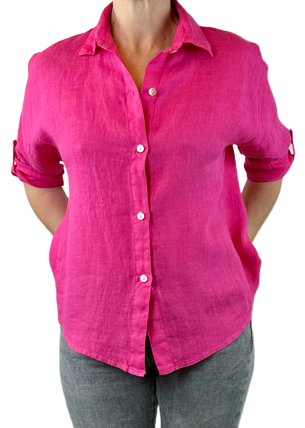 CAMICIA LINO FUCSIA