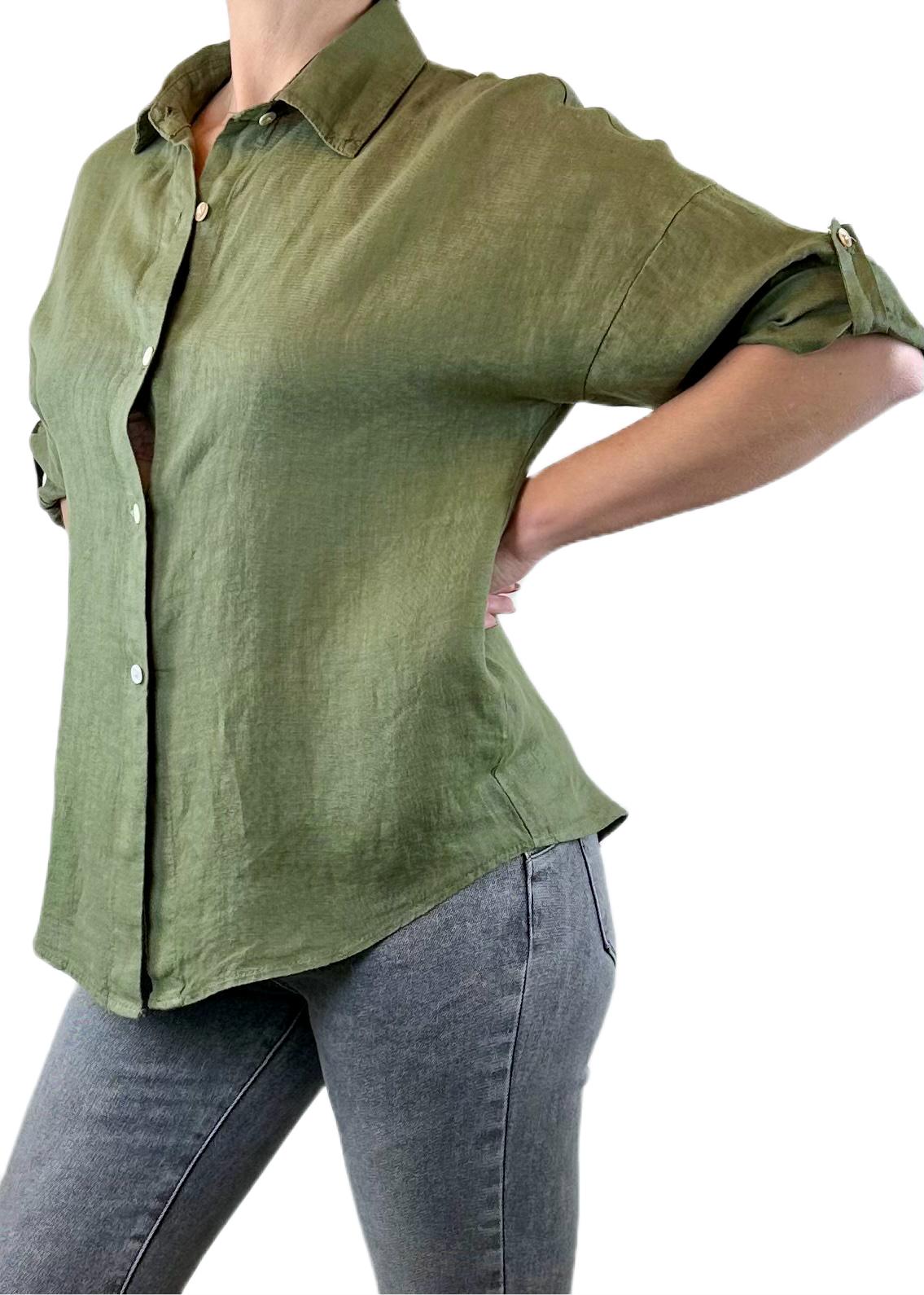 CAMICIA LINO VERDE