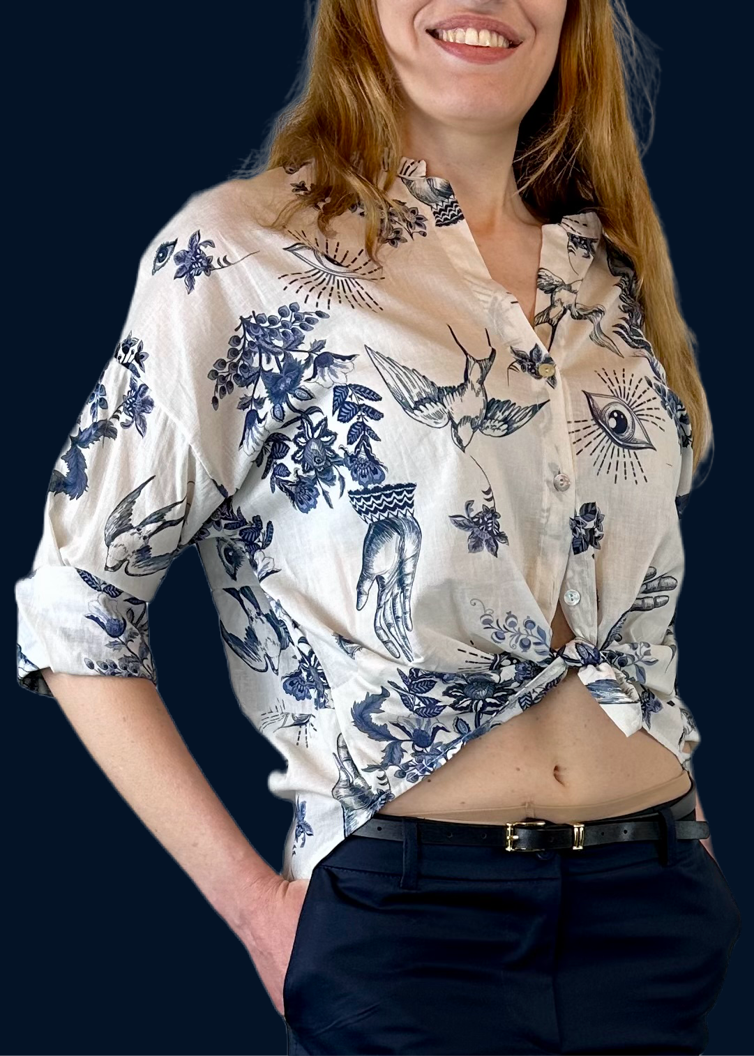 CAMICIA CON STAMPA BLU