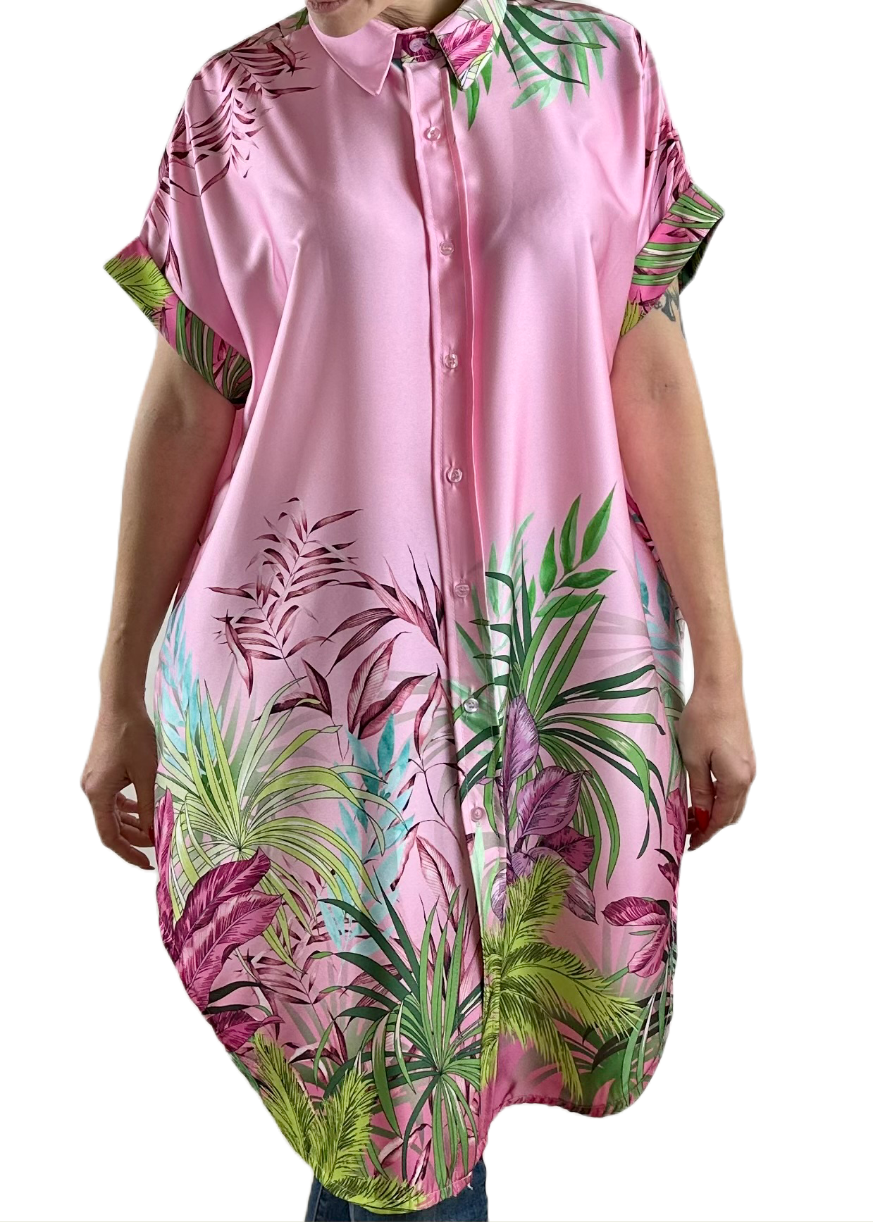 CAMICIA OVERSIZE FORESTA ROSA