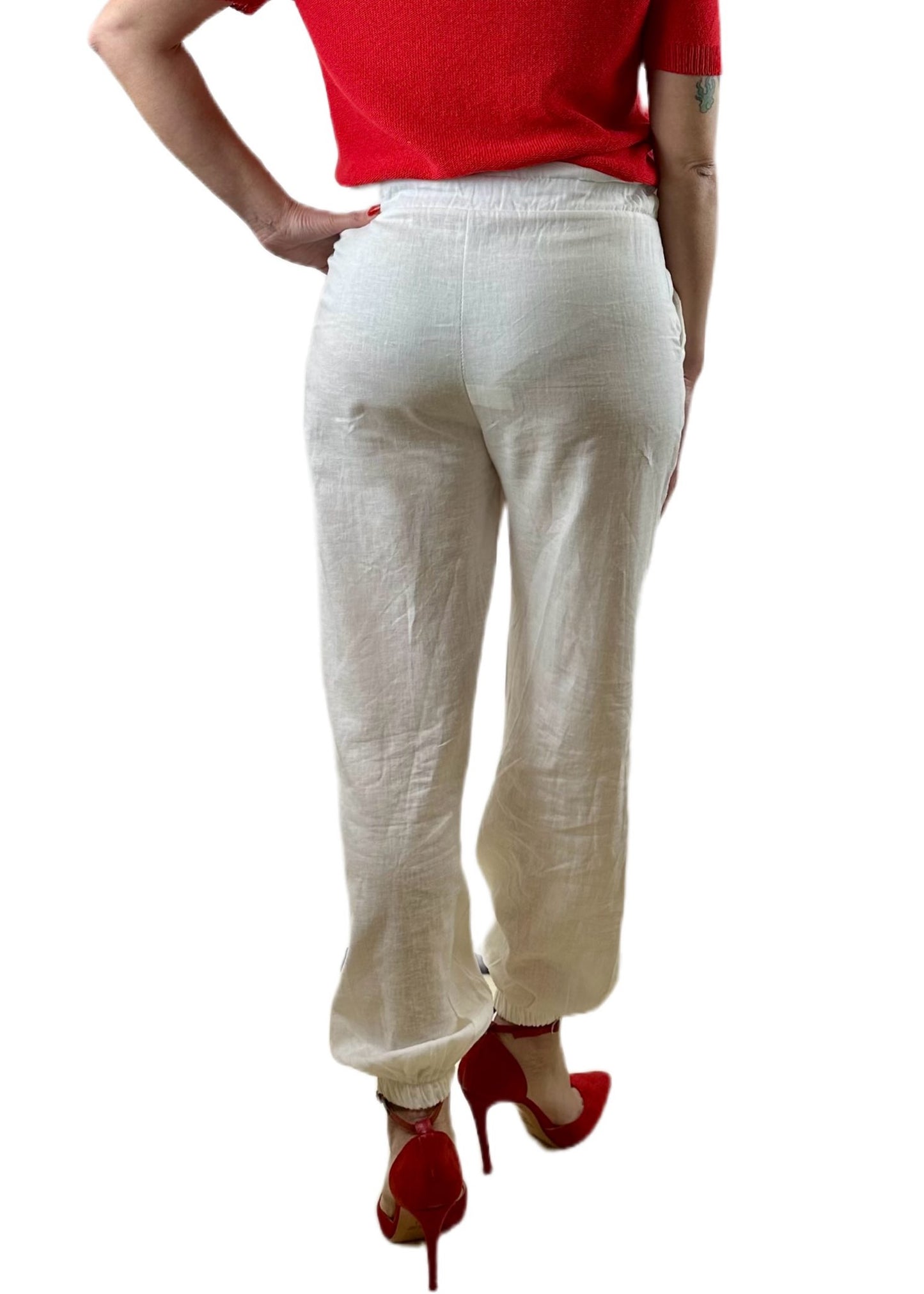 PANTALONE MIX LINO LUNGO BIANCO