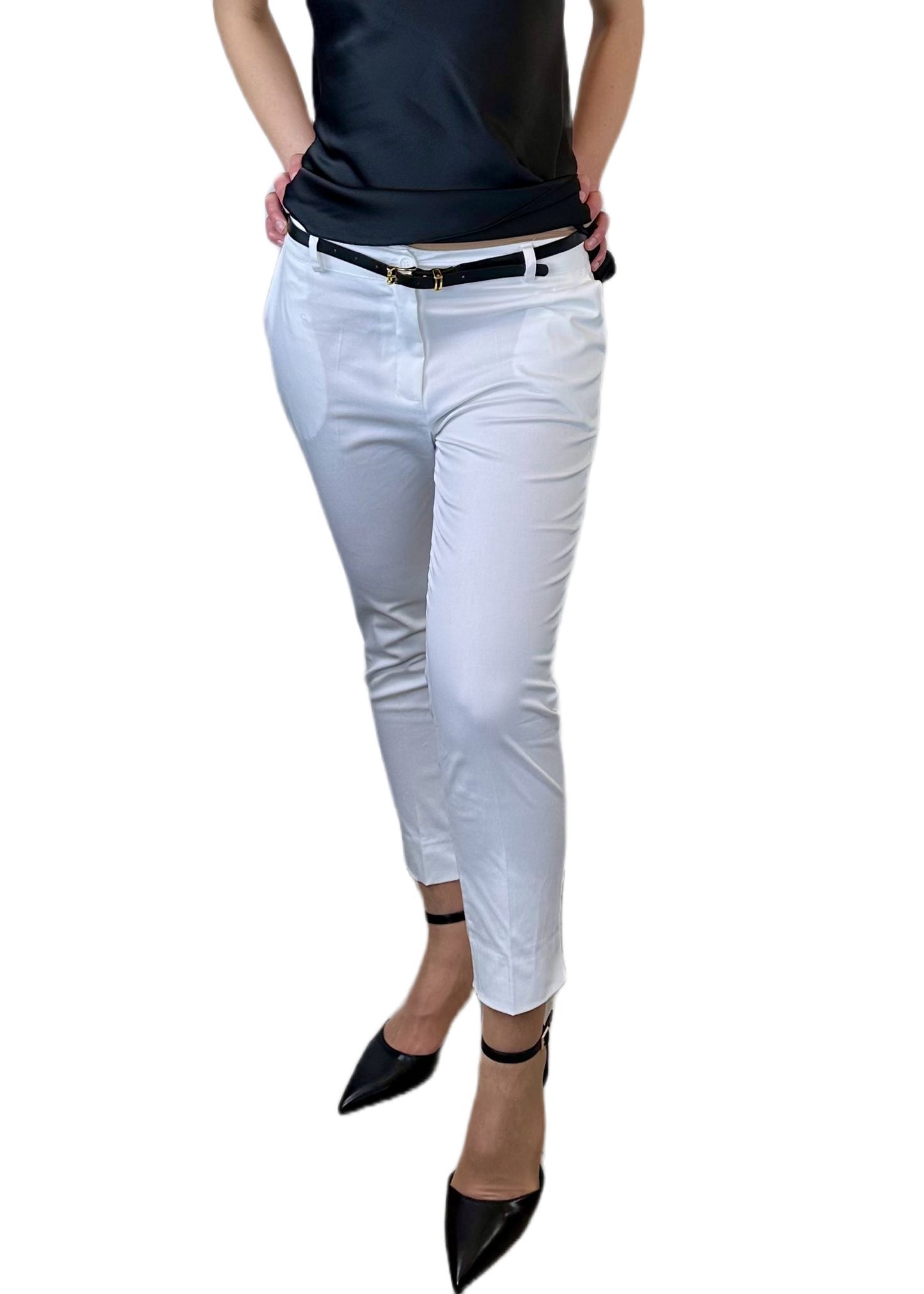 PANTALONE SIGARETTA VITA BASSA BIANCO