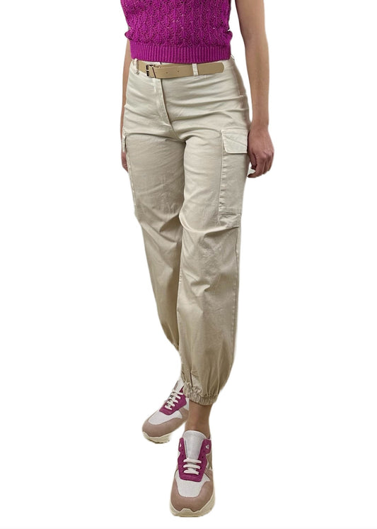 PANTALONI CARGO COTONE CREMA