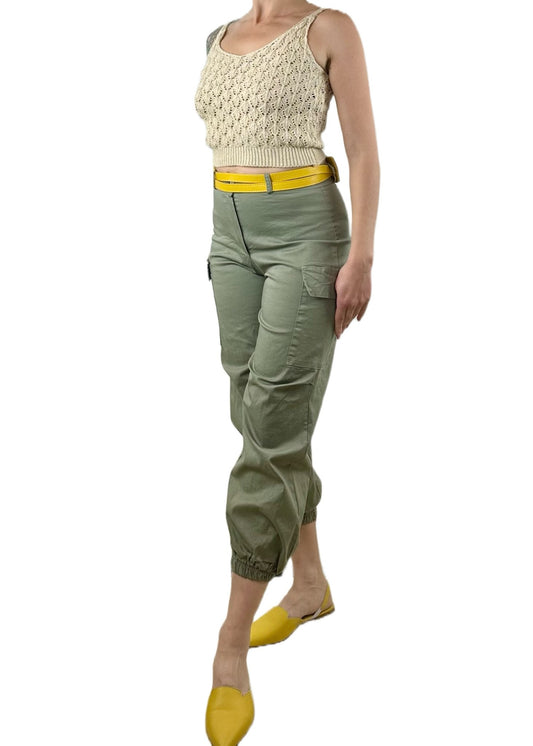 PANTALONI CARGO COTONE VERDE MILITARE