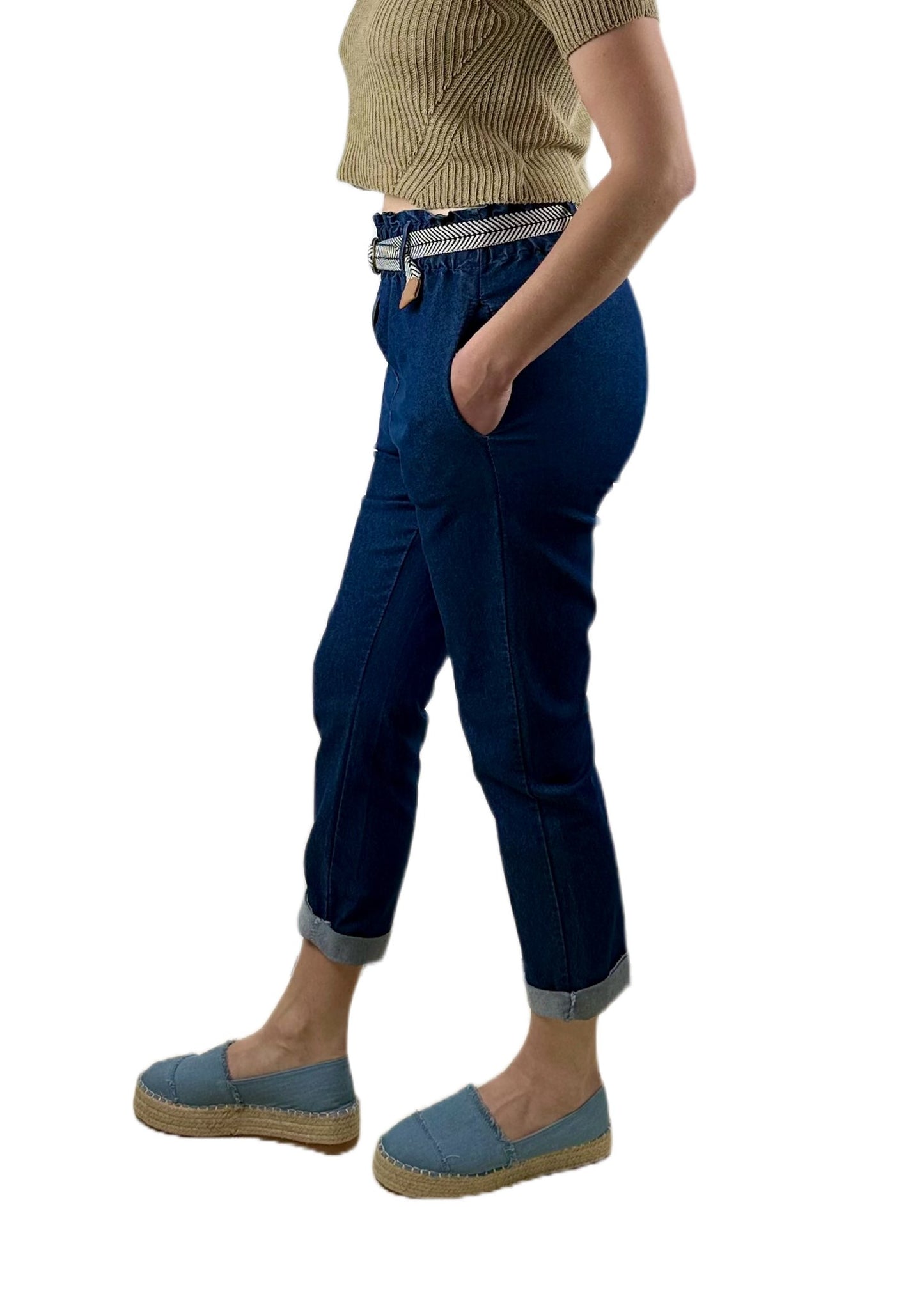 PANTALONI DENIM CON CINTURA