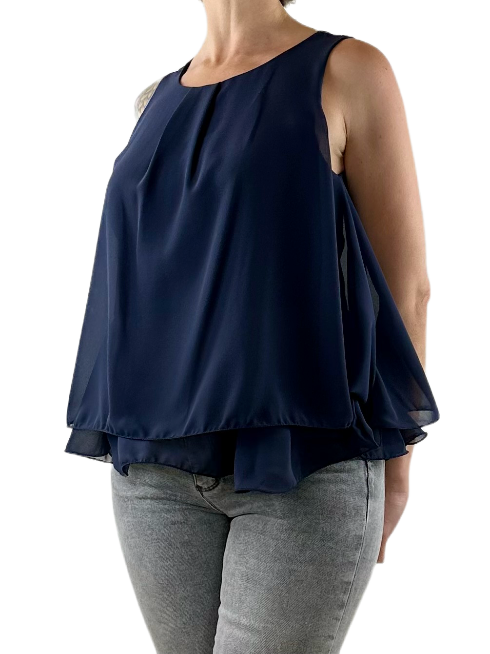 TOP CHIFFON BLU