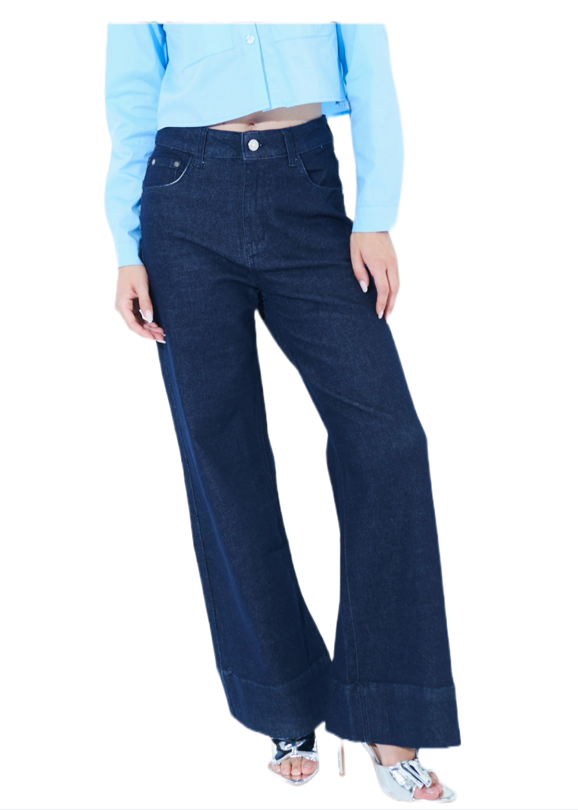 JEANS PALAZZO LAVAGGIO ZERO BLU